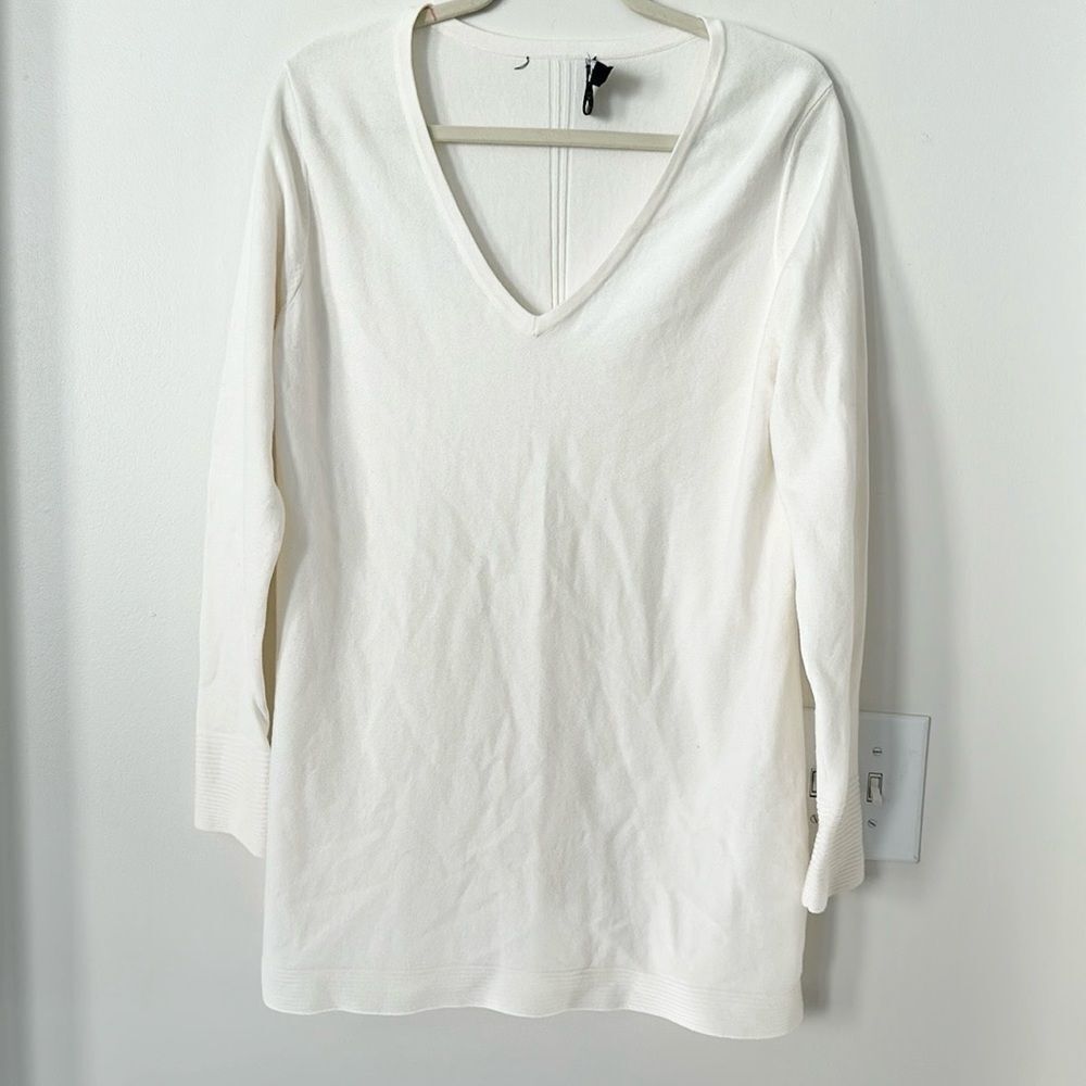 Sara Campbell Cashmere Blend Cream V-neck Sweater M
